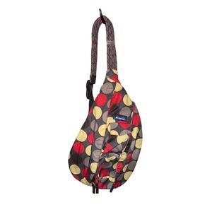 KAVU Sling Bag Polka Dot Red Yellow‎ Gray Rope Strap Shoulder hiking Backpack